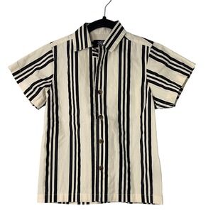 Eighty Eight Kids Black Cream Striped Button Up Short Sleeve Dress Shirt Boy 5